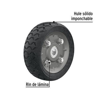 Rueda de hule sólido 6' para diablo, doble balero, Pretul | RD-62 | 45480
