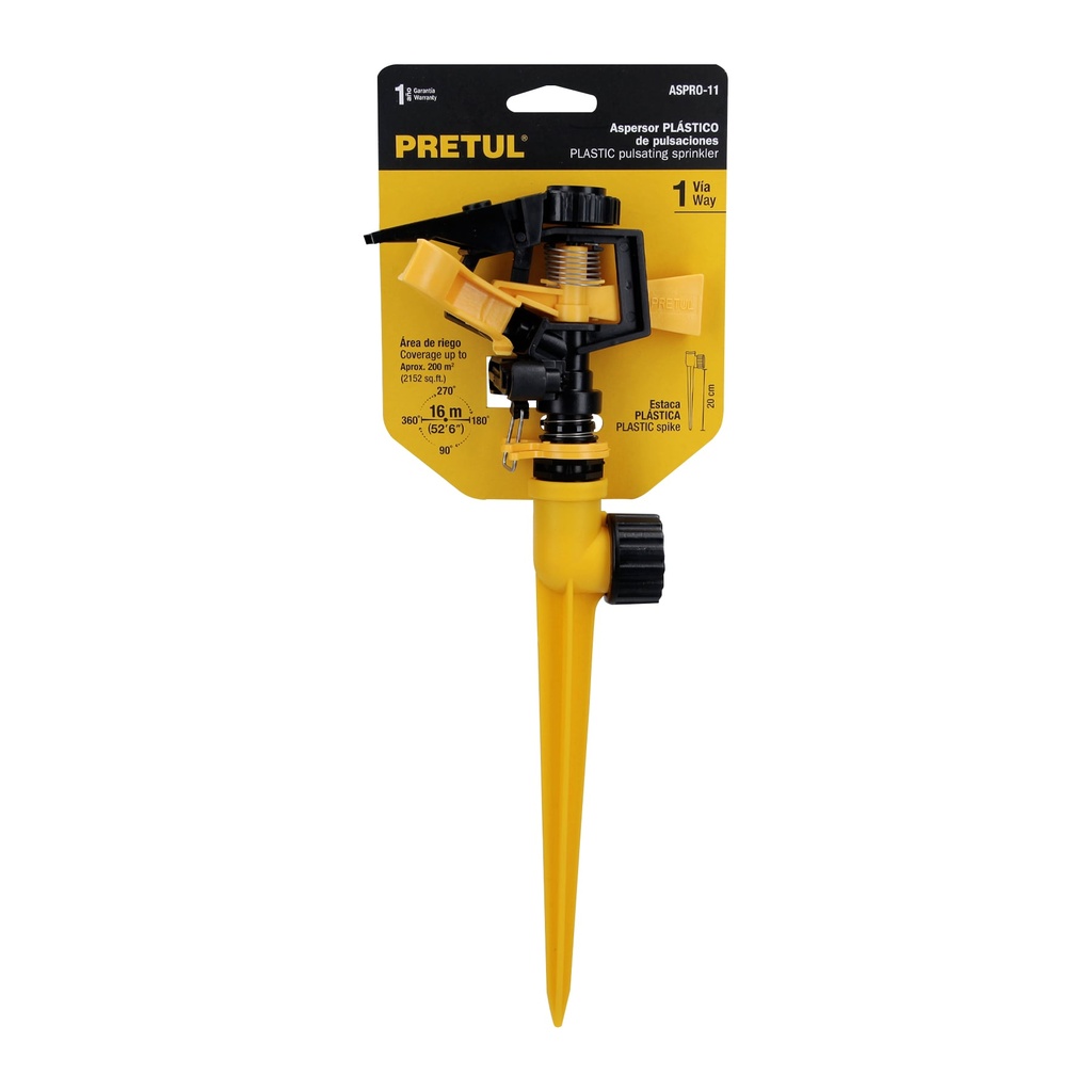 ASPRO-11 | Aspersor plástico una vía, estaca de 17 cm, Pretul