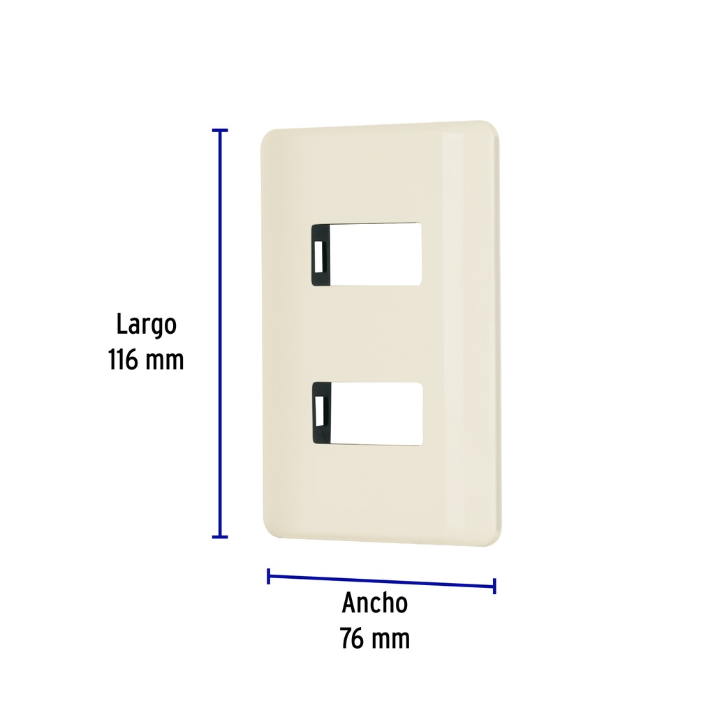 PPDO-BI | Placa 2 módulos, marfil, línea Volteck Basic