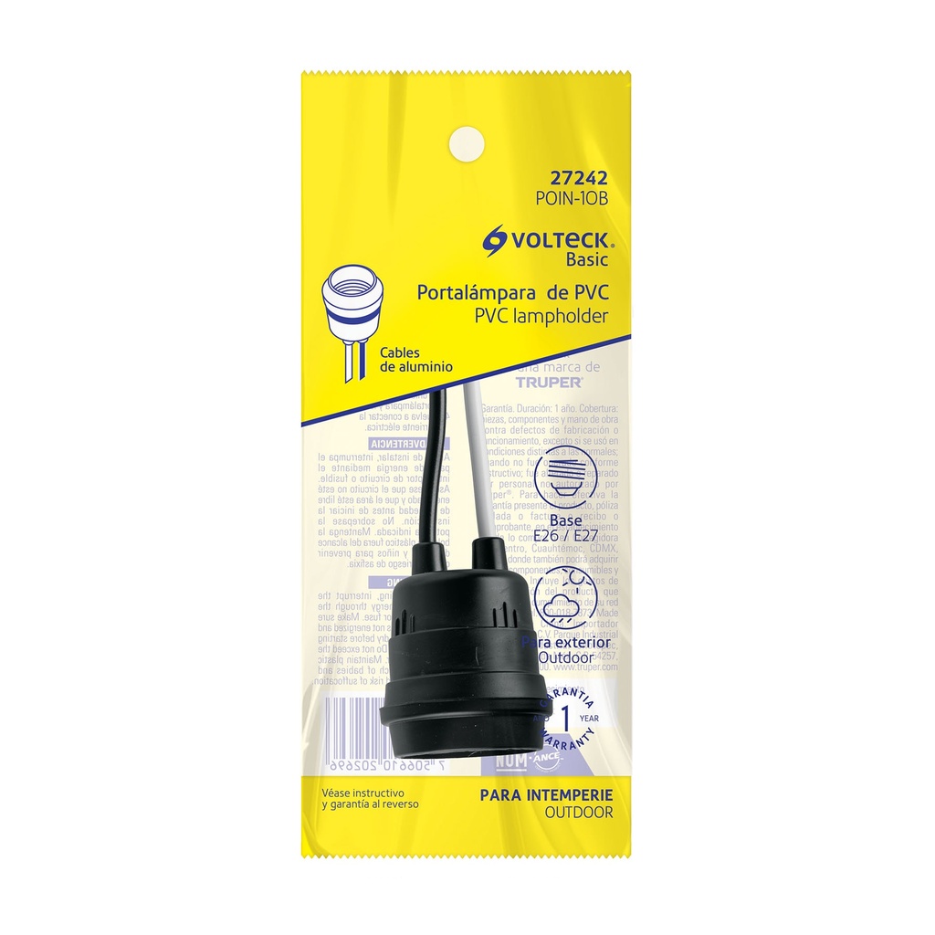POIN-10B | Portalámpara de PVC para intemperie, Volteck Basic
