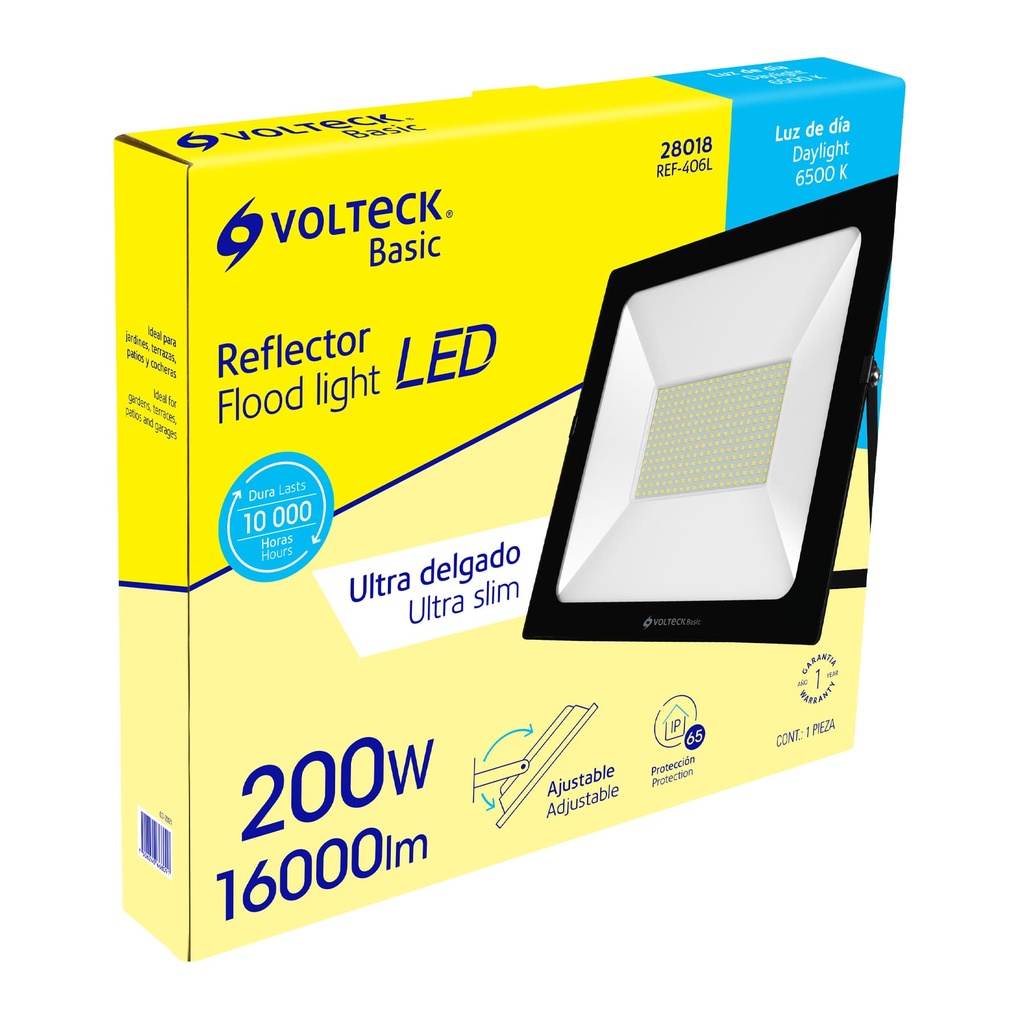 REF-406L | Reflector ultra delgado LED 200 W luz de día, Volteck Basic