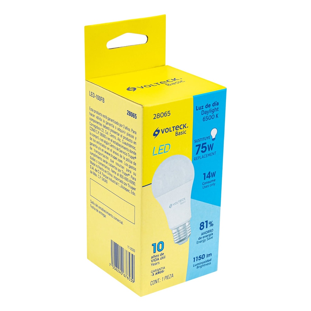 LED-100FB | Lámpara LED A19 14 W (equiv. 75 W), luz de día, caja, Basic