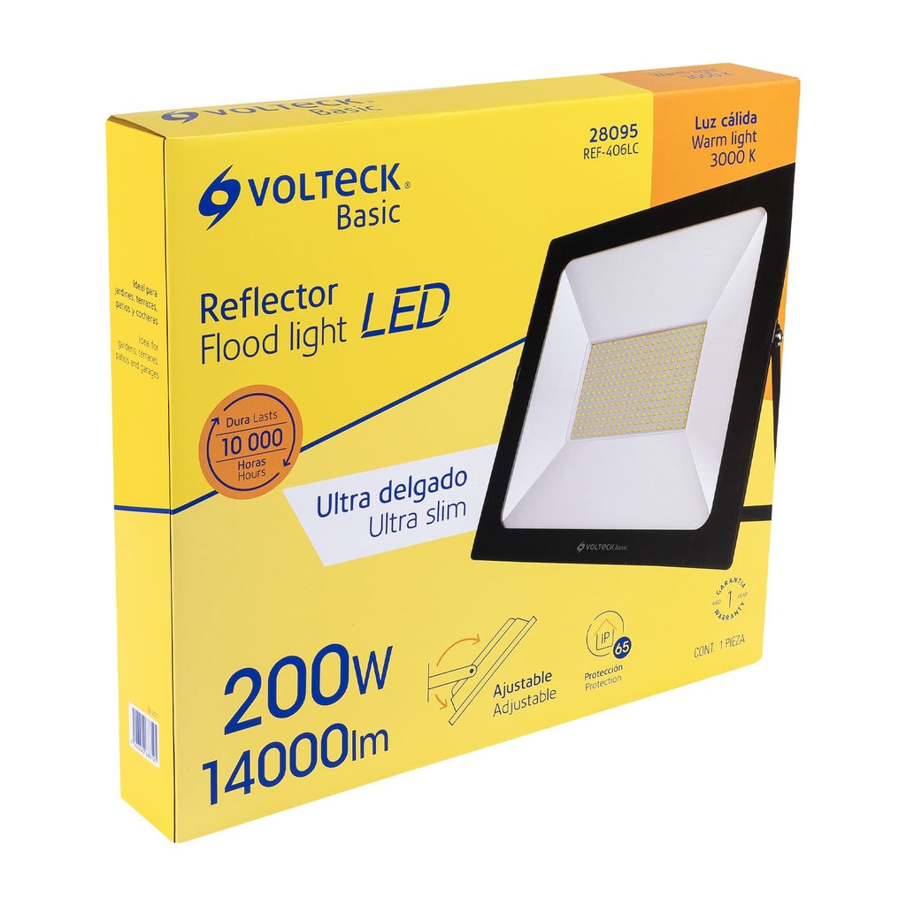 REF-406LC | Reflector ultra delgado LED 200 W luz cálida, Volteck Basic