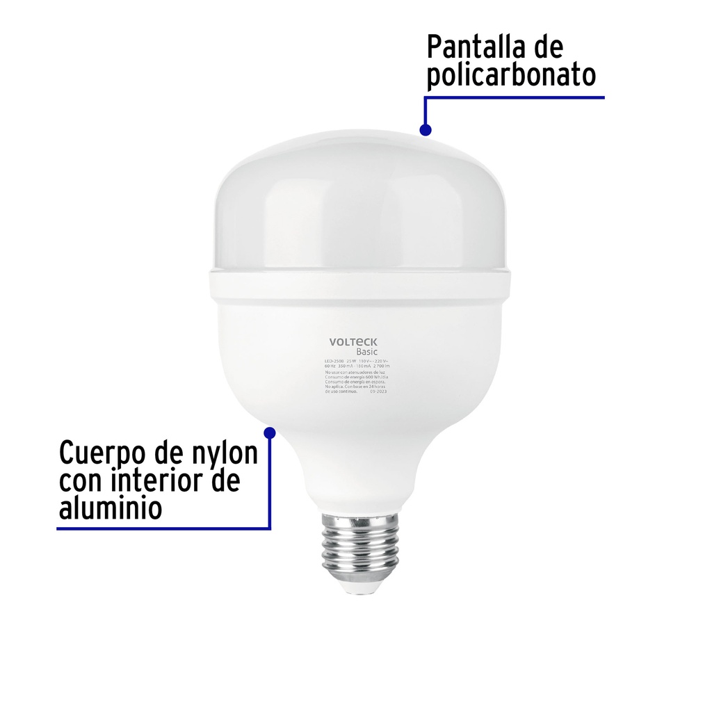 LED-250B | Lámpara LED alta potencia 25W (equiv. 250W) luz de día Basic