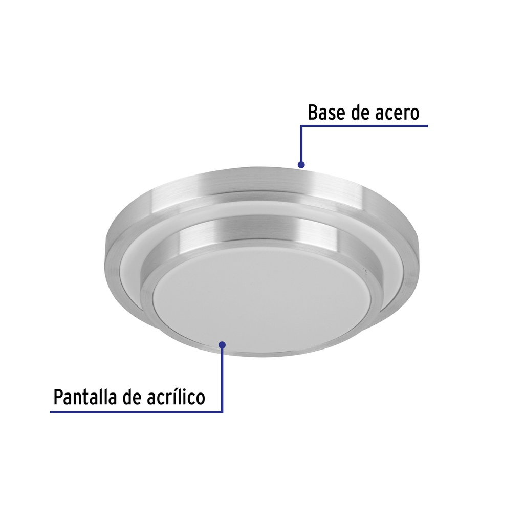 PLA-703L | Luminario LED 18 W plafón decorativo metálico luz día, Basic