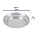 PLA-703L | Luminario LED 18 W plafón decorativo metálico luz día, Basic