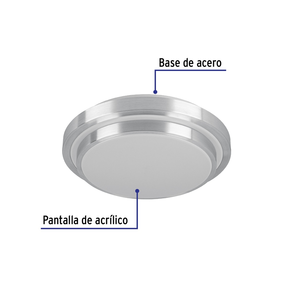 PLA-704L | Luminario LED 24 W plafón decorativo metálico luz día, Basic