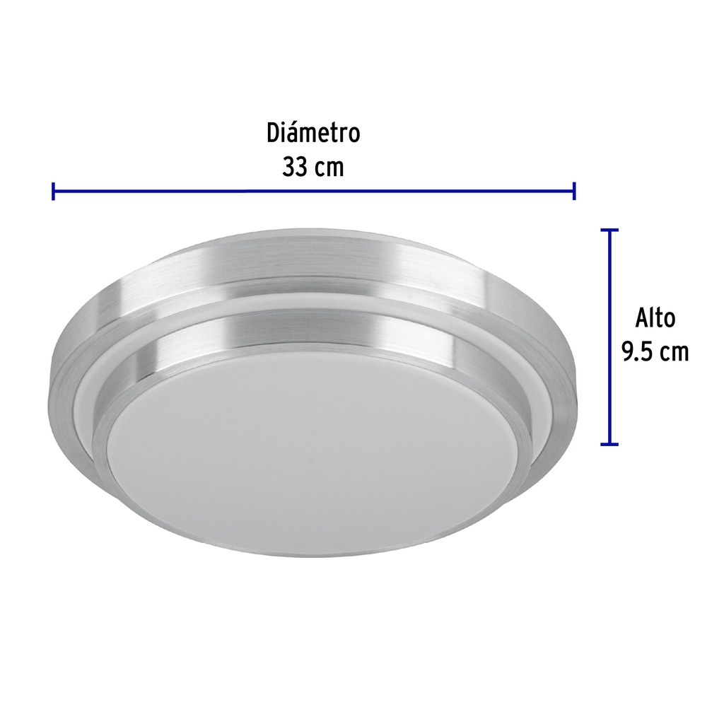 PLA-704L | Luminario LED 24 W plafón decorativo metálico luz día, Basic
