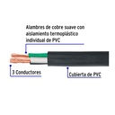 CAUR-314 | Metro de cable uso extra rudo 3 x 14 AWG en rollo de 100 m