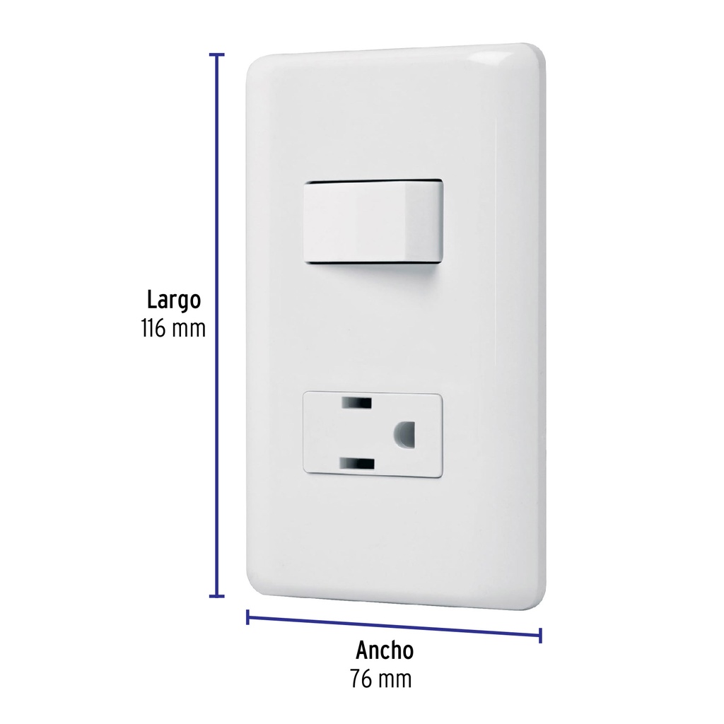 PA-APCO-B | Placa armada contacto e interruptor sencillo, Volteck Basic