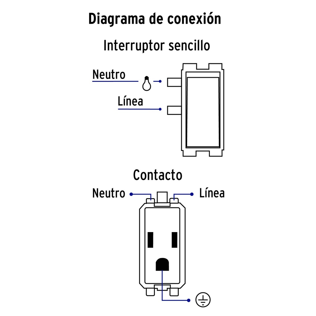PA-APCO-B | Placa armada contacto e interruptor sencillo, Volteck Basic