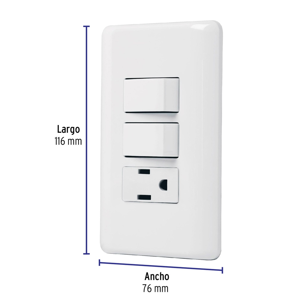 PA-APCO-B2 | Placa armada con contacto y 2 interruptores sencillos, Basic