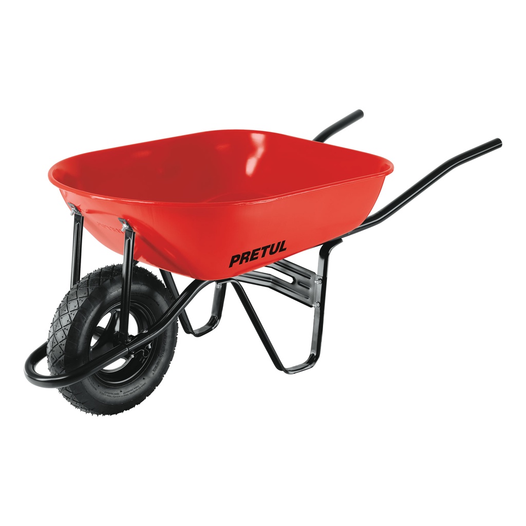 CAP-50NB | Carretilla 5.5 ft3 roja Neumática, bastidor tubular, Pretul