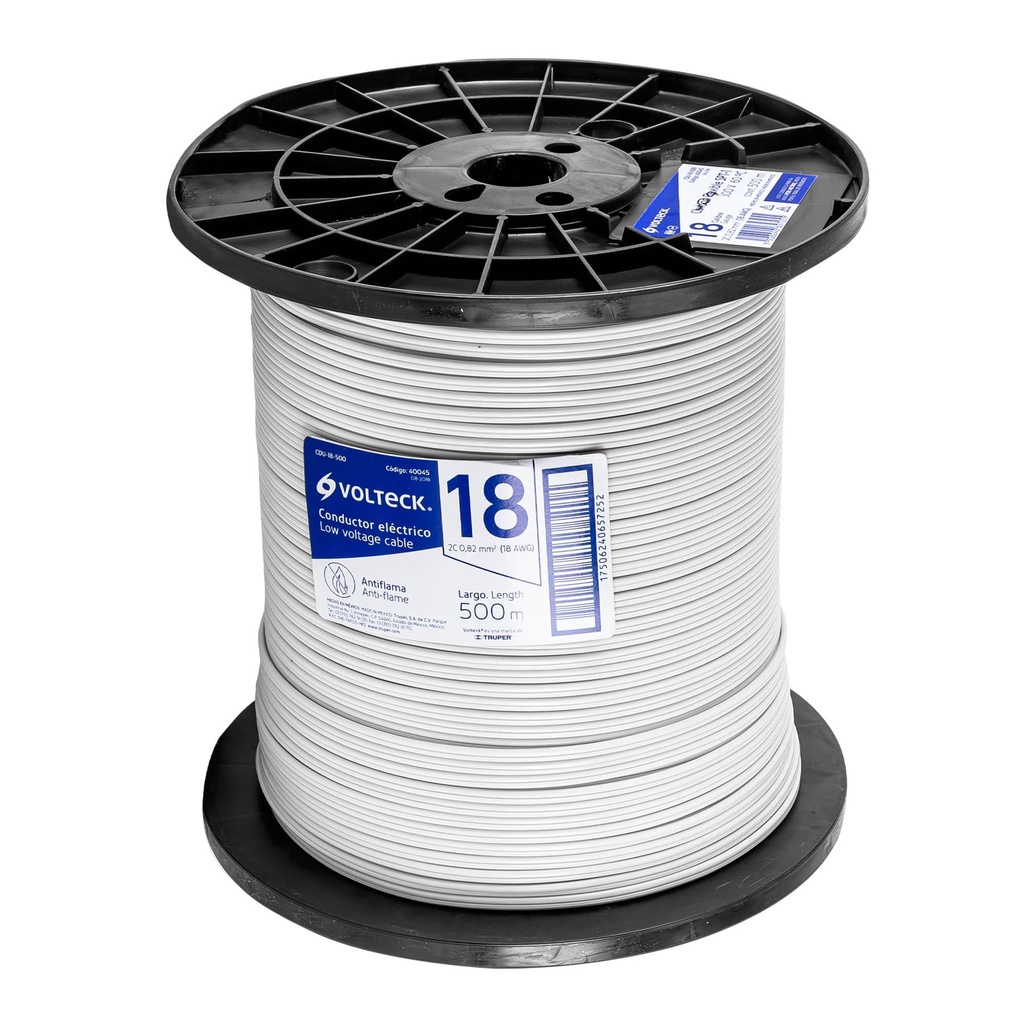 CDU-18-500 | Metro de cordón dúplex flexible SPT 18 AWG en carrete 500 m