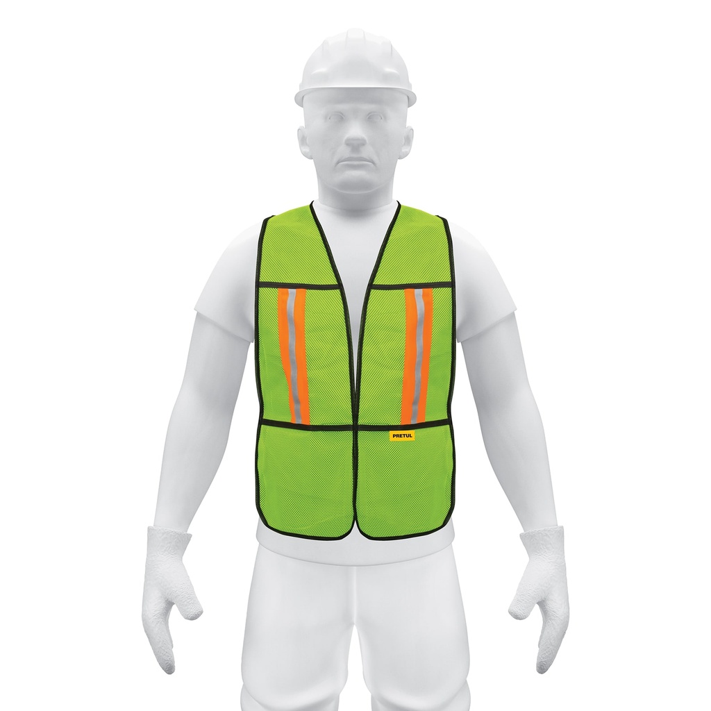 CHS-200V | Chaleco de seguridad con cintas reflejantes, verde, Pretul