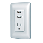 COUSB-IP   | Contacto aterrizado + 2 puertos USB, plata, línea Italiana