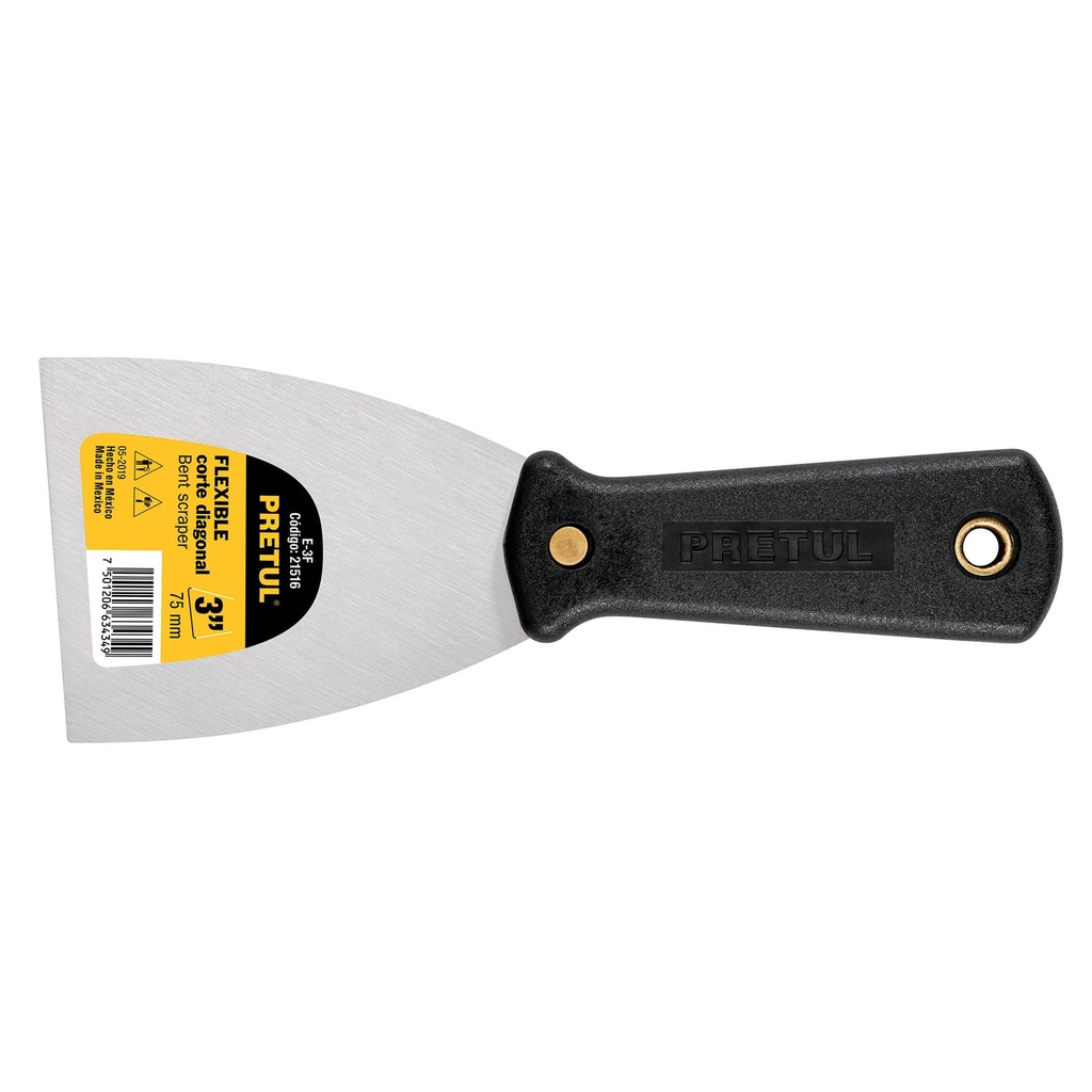 E-3F | Espátula flexible 3' con mango de plástico, Pretul