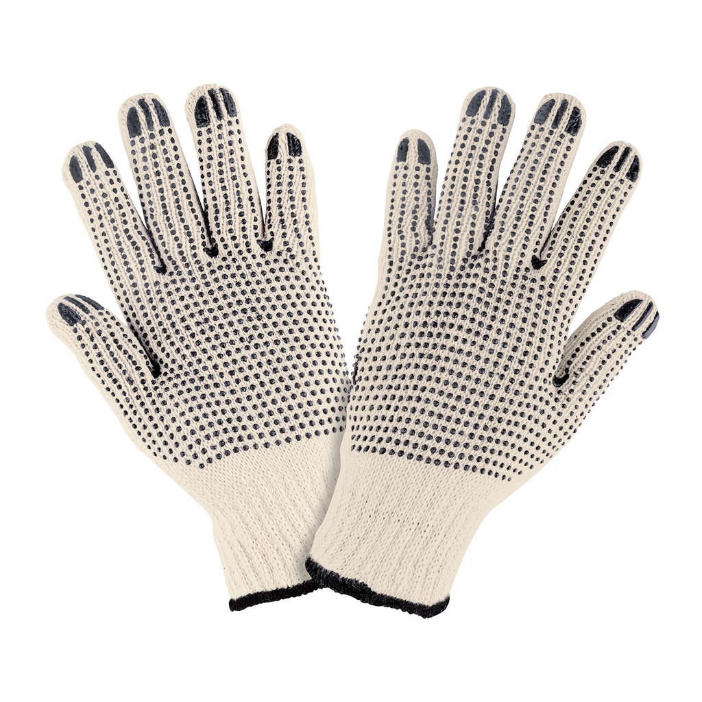GU-425 | Guantes de algodón con puntos de PVC en palma y dorso,Pretul