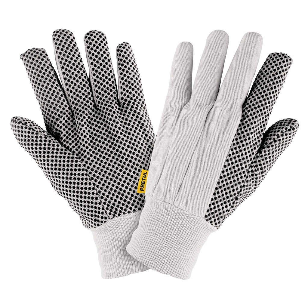 GU-455 | Guantes de algodón con puntos PVC en palma, unitalla, Pretul