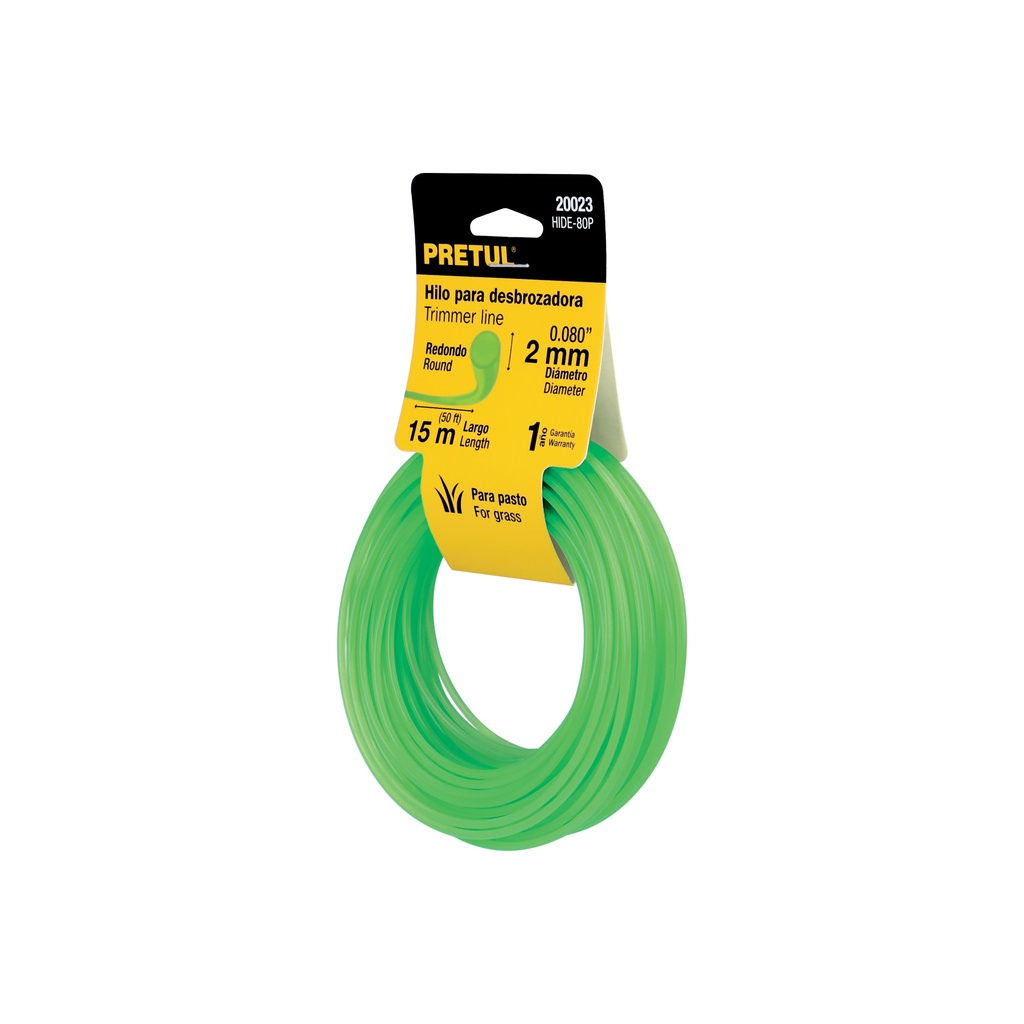 HIDE-80P | Rollo de hilo para desbrozadora, 2 mm x 15 m, Pretul