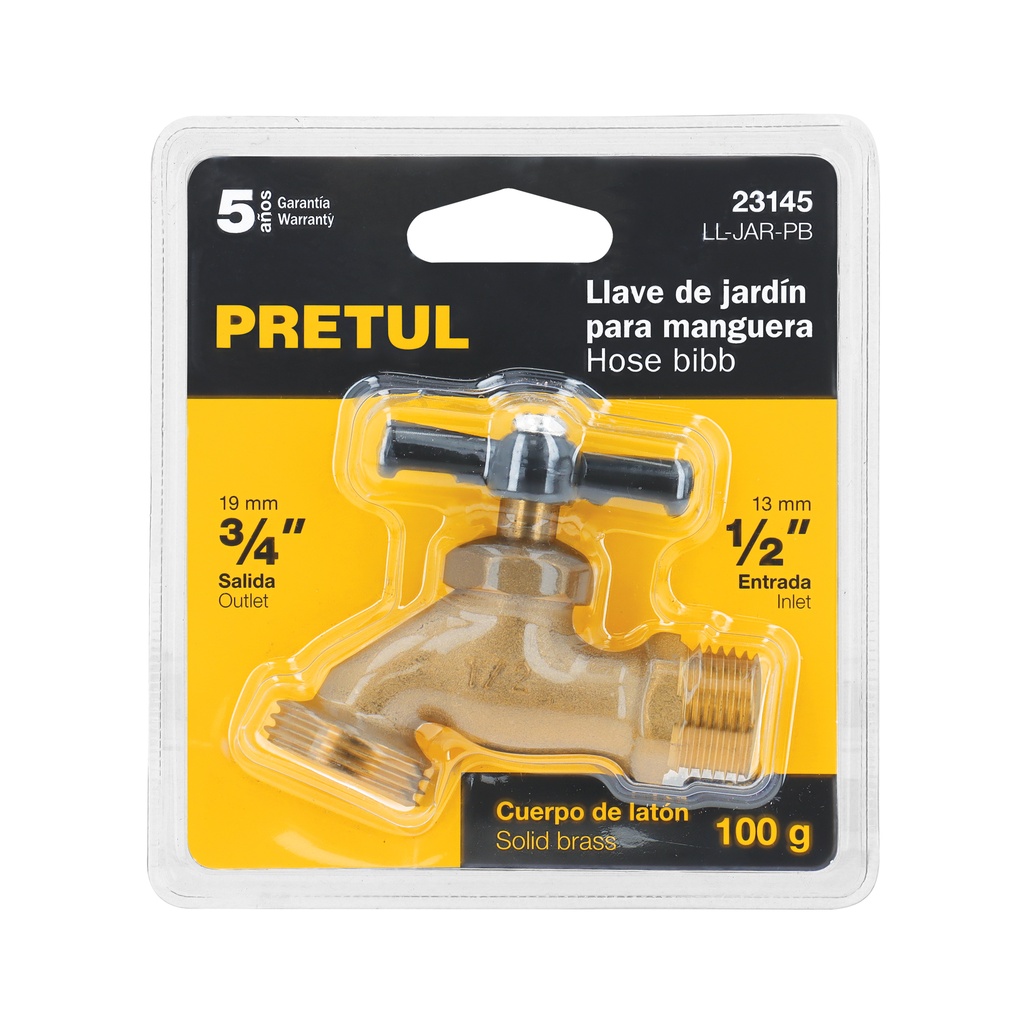 LL-JAR-PB | Llave para manguera, de latón 100 g 1/2', en blíster, Pretul