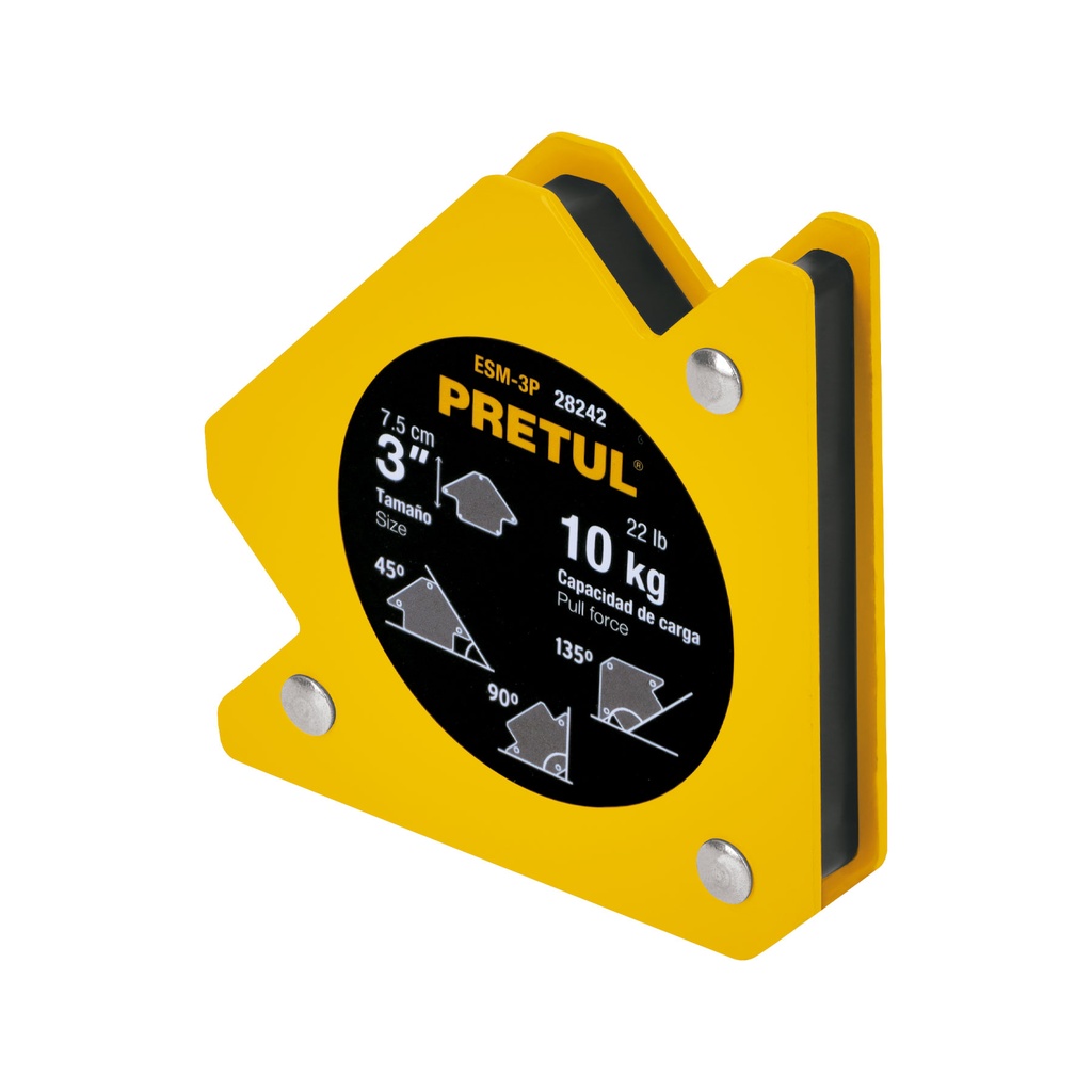 ESM-3P | Escuadra magnética 3' para soldar, capacidad 10 kg, Pretul