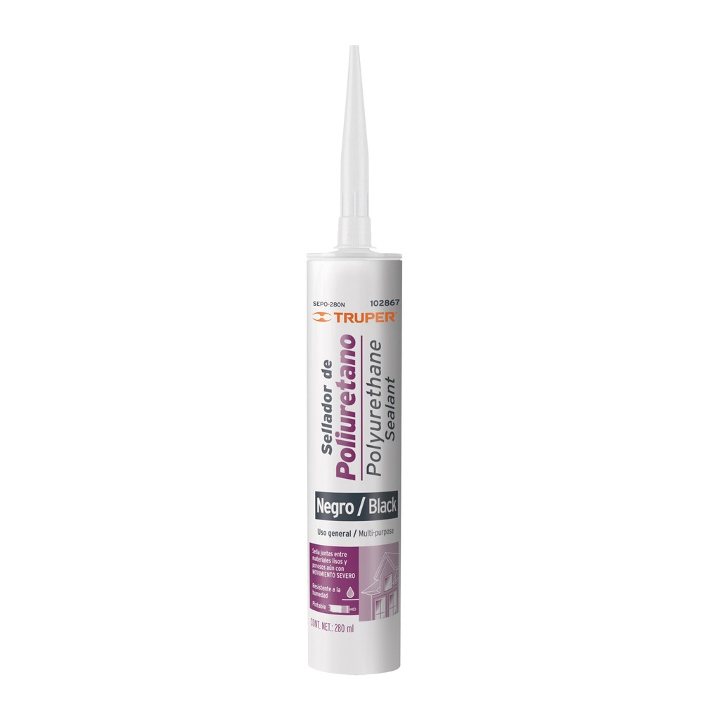 SEPO-280N | Sellador de poliuretano de 280 ml, negro, Truper