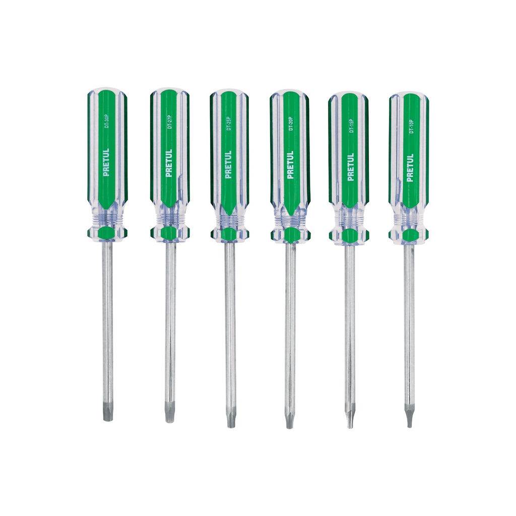 DT-6P | Juego de 6 desarmadores Torx mango de PVC, Pretul