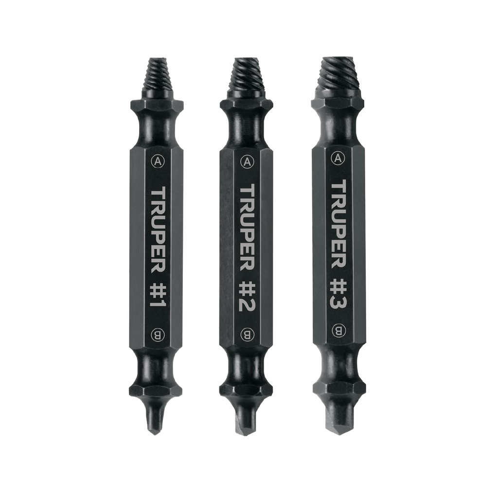 PUNE-3 | Blíster con 3 puntas extractoras de tornillos, Truper