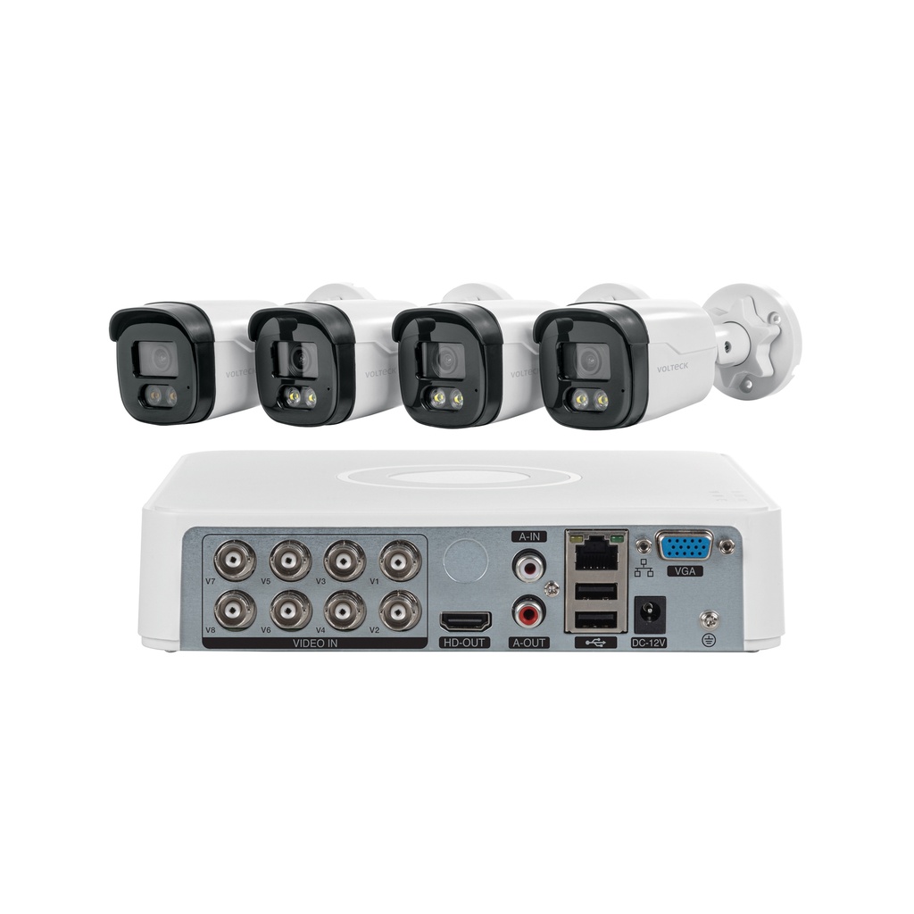 CTV-KIT-8A | Kit video vigilancia, 8 canales, 4 cámaras, 5MP, Disco 1TB