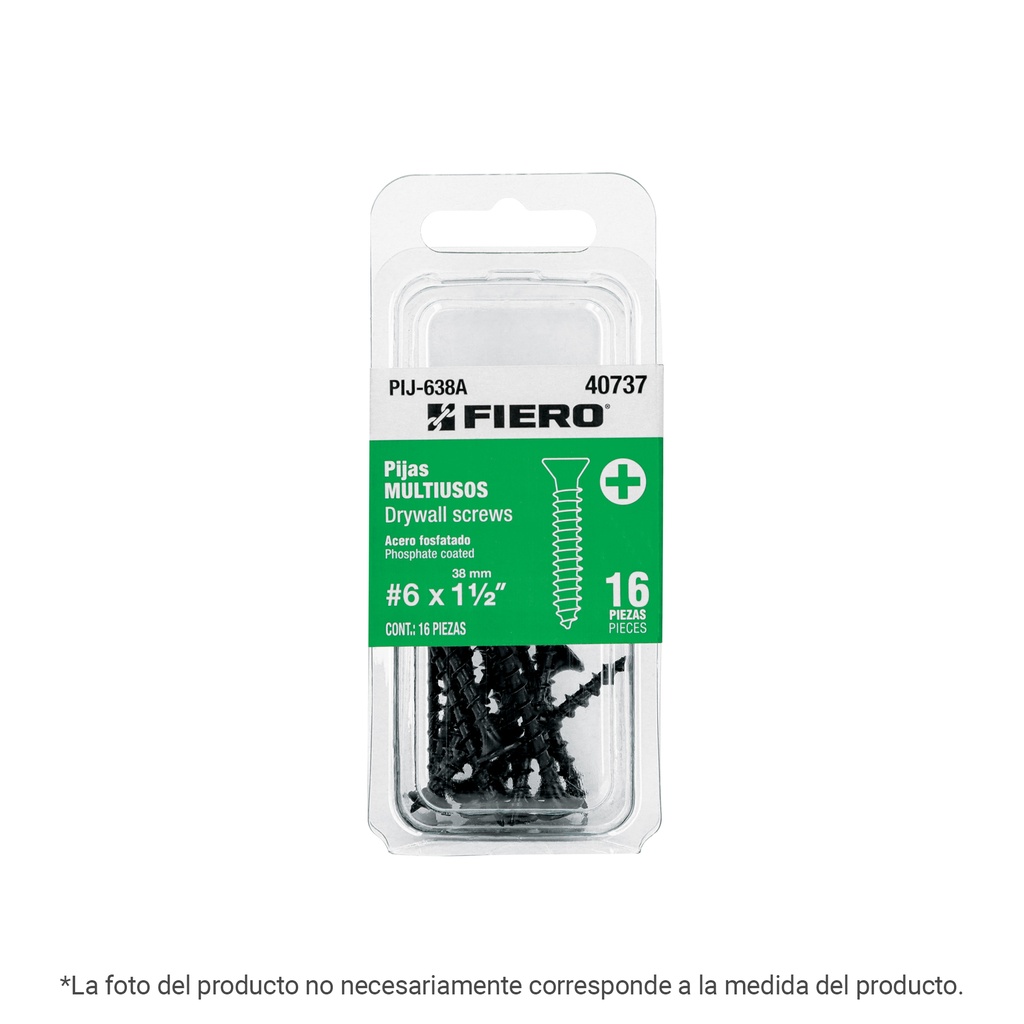 PIJ-625A | Blíster con 20 pijas #6 x 1' multiusos, FIERO