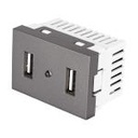 C2USB-LA | Toma 2 puertos USB acero inox de 1.5 módulos, línea Lisboa