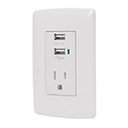 COUSB-IB | Contacto aterrizado + 2 puertos USB, blanco, línea Italiana