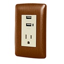COUSB-IM   | Contacto aterrizado + 2 puertos USB, madera, línea Italiana