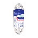 EDA-3B | Extensión doméstica aterrizada 3 m blanca con clavija plana