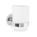TBA-71 | Portavaso cepillero cromo con vaso de vidrio, Foset Túbig
