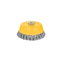 CT-612XP | Carda copa 5' alambre trenzado grueso, eje 5/8'-11, Pretul