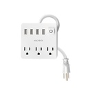 MUL-3U | Multicontacto 16 AWG doméstico 3 entradas 4 ptos USB, blanco